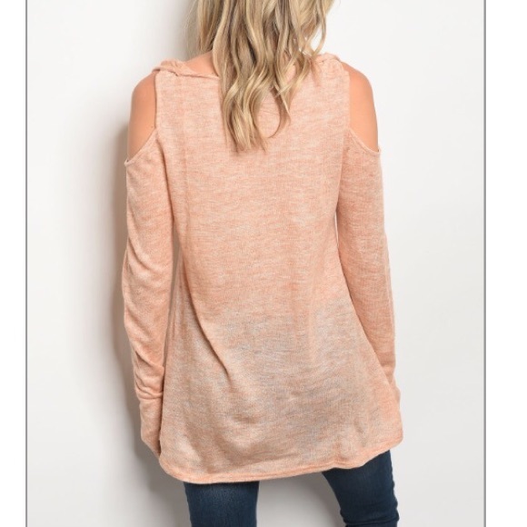 Peach cold shoulder knit top - Picture 6 of 7